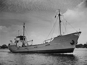 MS CALLA 1952 Werftprobefahrt auf der Weser 
Quelle Werftarchiv Lürssen Bremen - Vegesack