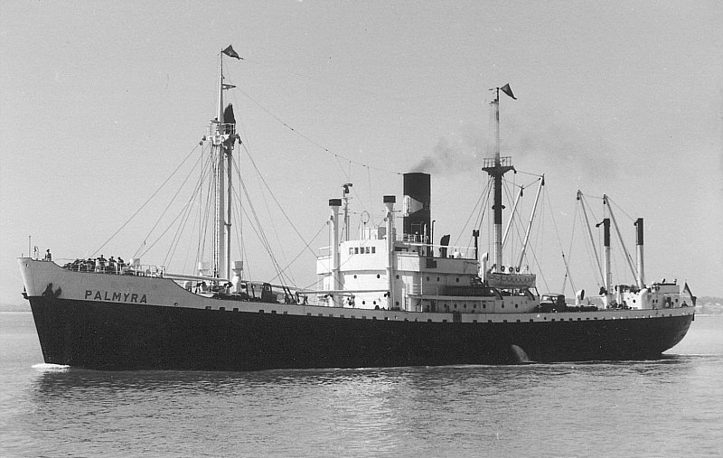 SS PALMYRA
Foto: A. Duncan
Am 29.12.1944 für die Deutsche Dampfschifffahrts-Gesellschaft "Hansa", Bremen als 
PAGENTURM (2) in Dienst gestellt.
Quelle Sammlung Peter Kiehlmann